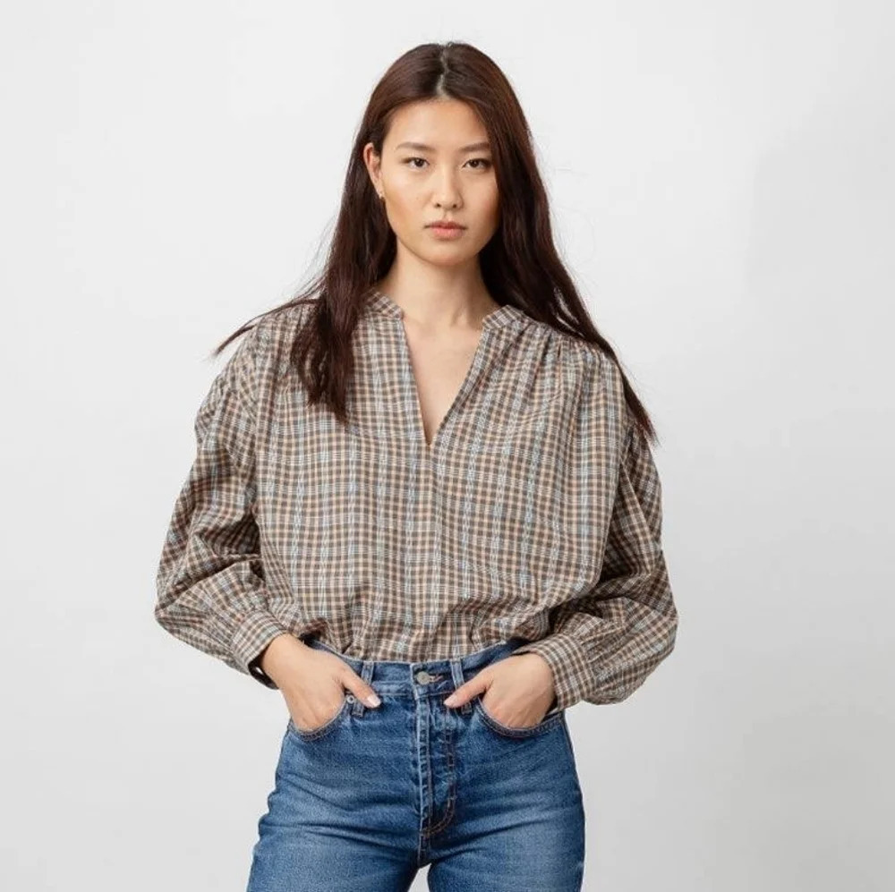 *NWT* Rails Vera Plaid Split Neck Shirt